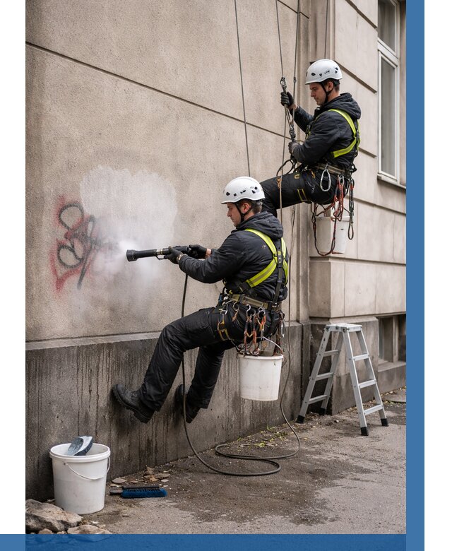 Удаление граффити с фасада в Тейково от 4893 р. | ВЫСОТНИК-Ткв