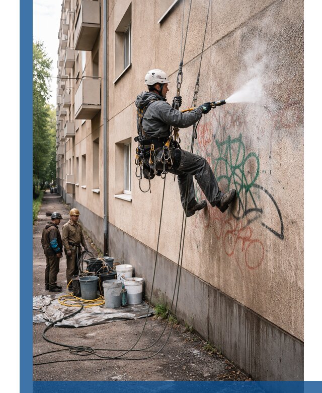 Удаление граффити с фасада в Тейково без следов и повреждений