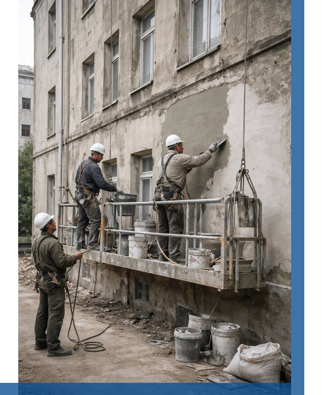 Капитальный ремонт фасада в Тейково от 4567 р. | ВЫСОТНИК-Ткв