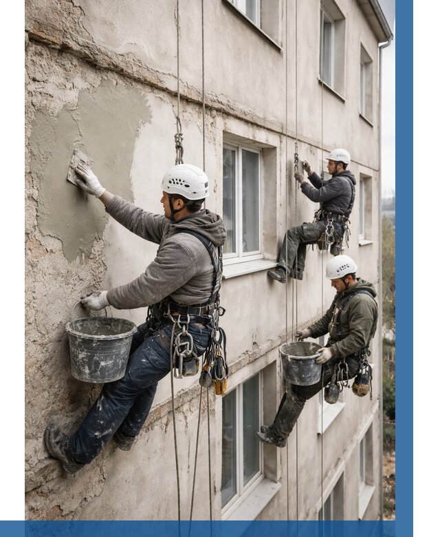 Ремонт штукатурного фасада в Тейково от 815 р. под ключ | ВЫСОТНИК-Ткв