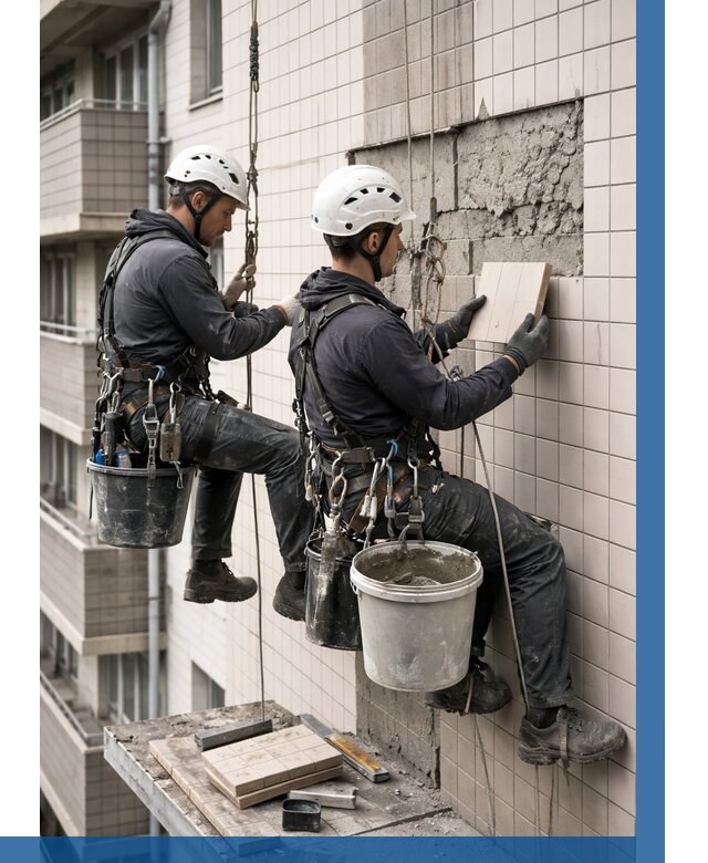 Ремонт облицовки фасада плиткой в Тейково от 1957 р. | ВЫСОТНИК-Ткв