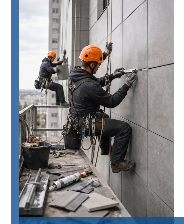 Профессиональный ремонт фасада из керамогранита в Тейково