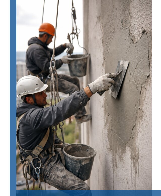 Штукатурка фасада на высоте в Тейково профессиональные работы