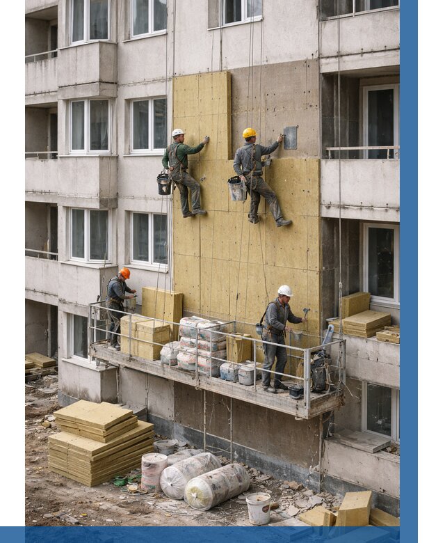 Утепление фасада минватой в Тейково от 1631 р. | ВЫСОТНИК-Ткв