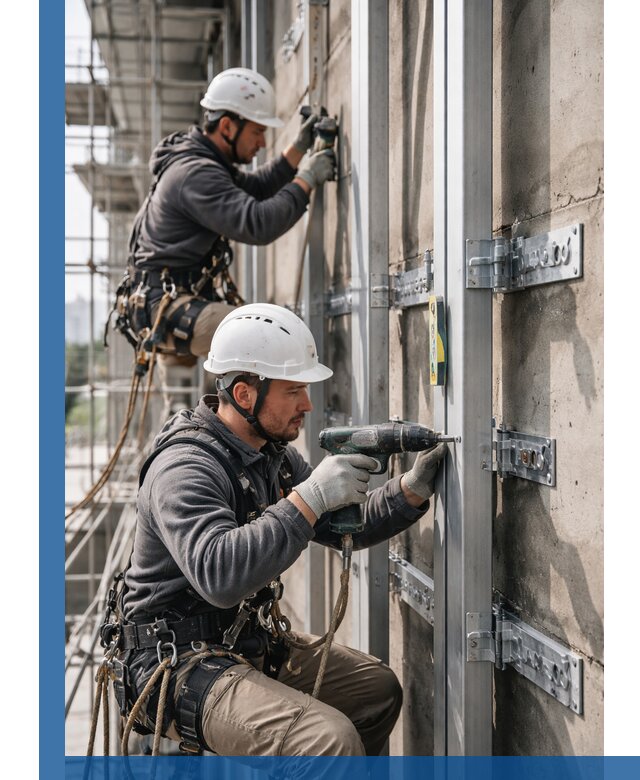 Монтаж и крепление подсистемы вентфасада в Тейково