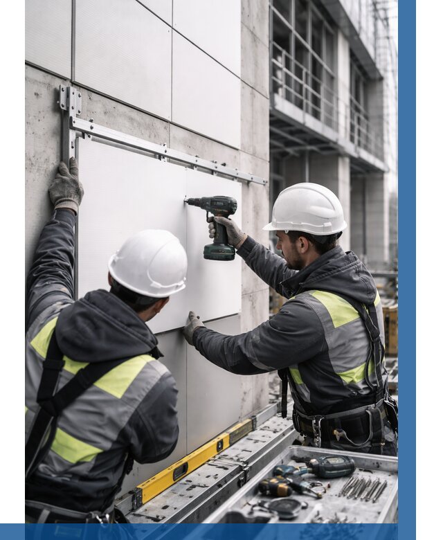 Монтаж композитных панелей фасада в Тейково от 2718 р. | ВЫСОТНИК-Ткв