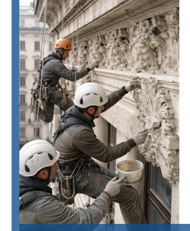 Реставрация фасадной лепнины с высотными работами в Тейково