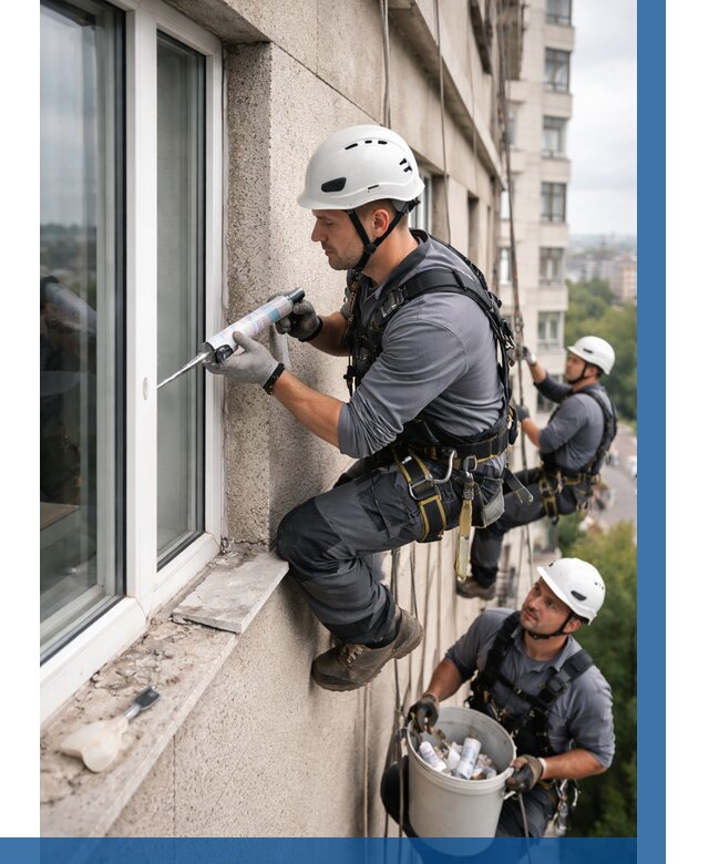 Герметизация оконных швов снаружи в Тейково от 1631 р. | ВЫСОТНИК-Ткв