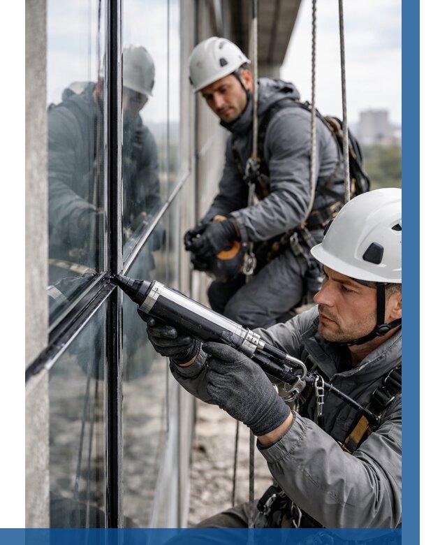 Герметизация витражных швов в Тейково от 707 р. | ВЫСОТНИК-Ткв