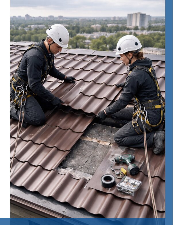 Ремонт металлочерепицы на крыше в Тейково от 979 р. | ВЫСОТНИК-Ткв