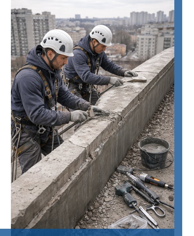 Ремонт парапета на кровле в Тейково от 1631 р. | ВЫСОТНИК-Ткв