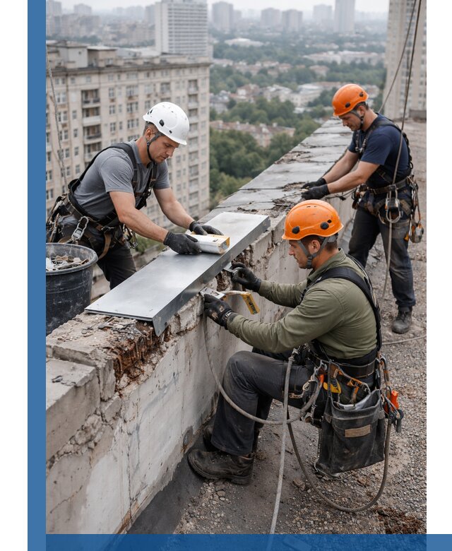 Ремонт парапета на кровле в Тейково, высотные работы с гарантией