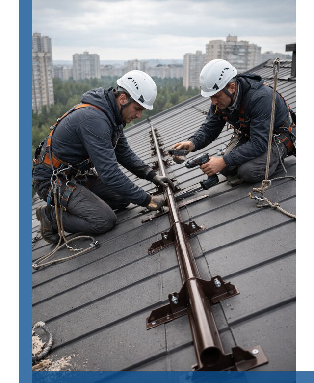 Монтаж снегозадержателей на кровле зданий в Тейково под ключ