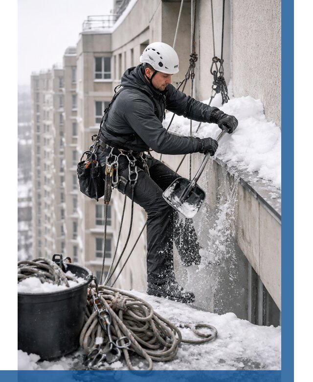 Очистка карнизов от снега в Тейково от 326 р. | ВЫСОТНИК-Ткв