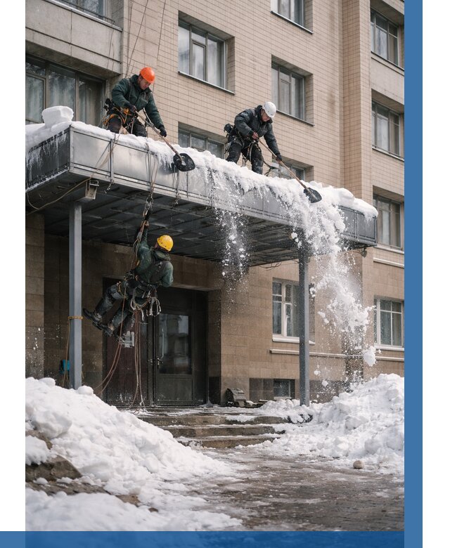 Очистка козырьков от снега в Тейково от 3806 р. | ВЫСОТНИК-Ткв