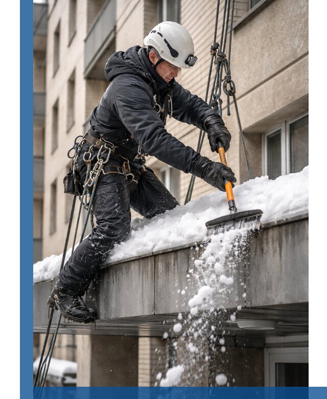 Очистка козырьков от снега в Тейково круглогодично безопасно