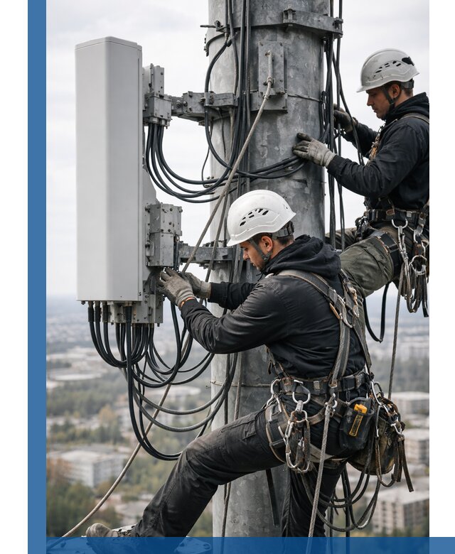 Монтаж оборудования связи на мачте в Тейково с пусконаладкой