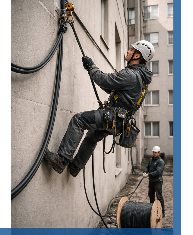 Протяжка кабеля питания на высоте в Тейково от 489 р. | ВЫСОТНИК-Ткв