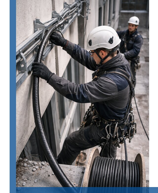 Протяжка кабеля питания на высоте в Тейково с гарантией безопасности и качества