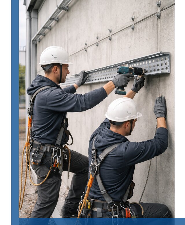 Монтаж кабельных лотков на фасаде зданий в Тейково с гарантией