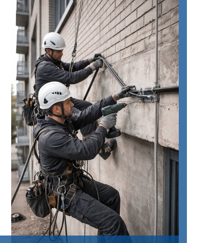 Крепление кабеля на фасаде в Тейково от 381 р. | ВЫСОТНИК-Ткв