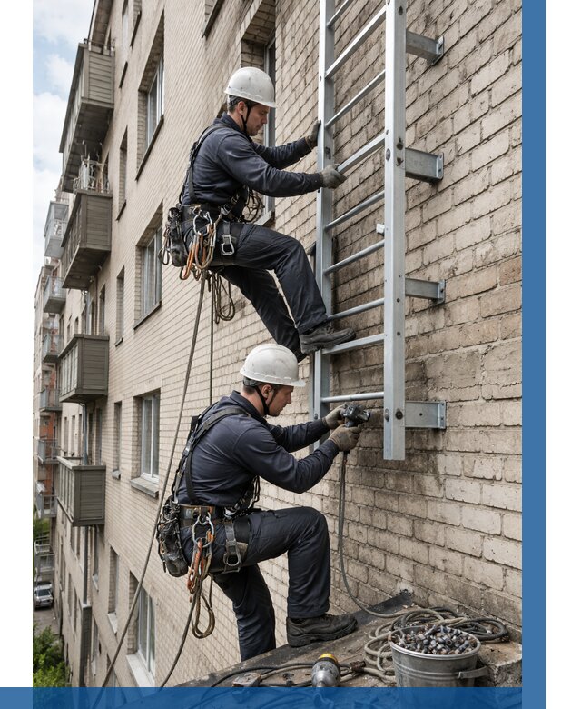 Монтаж пожарной лестницы в Тейково от 27183 р заказать у ВЫСОТНИК-Ткв