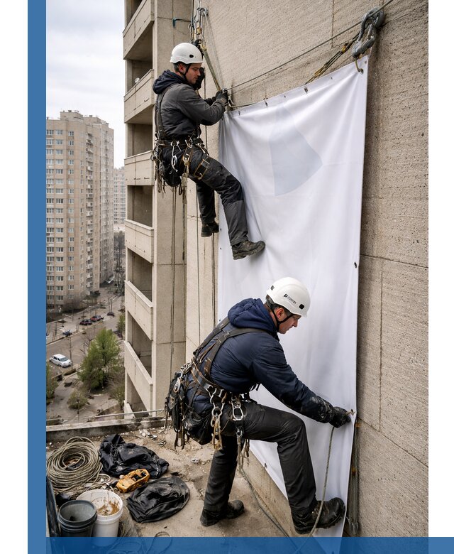 Профессиональный монтаж баннеров на фасаде в Тейково