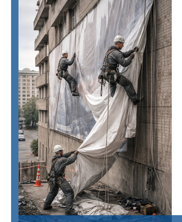 Демонтаж баннеров с фасада в Тейково оперативно и безопасно