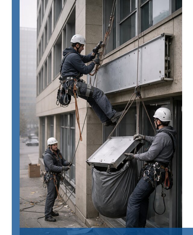 Демонтаж рекламной вывески с высотными работами в Тейково