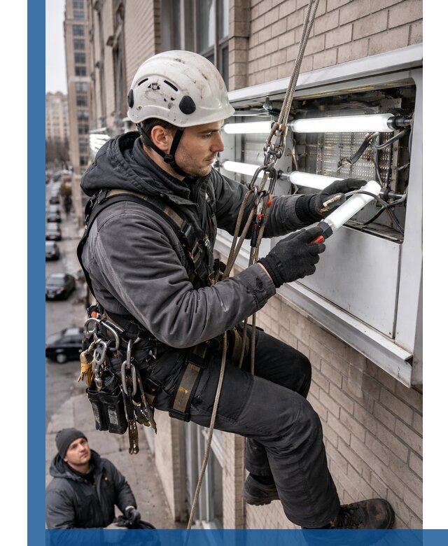 Профессиональная замена ламп в наружной вывеске в Тейково