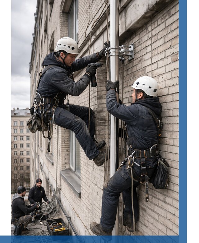 Монтаж флагштока на здании в Тейково от 7067 р. | ВЫСОТНИК-Ткв