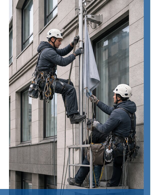 Установка флагов на фасаде в Тейково от 4893 р. | ВЫСОТНИК-Ткв