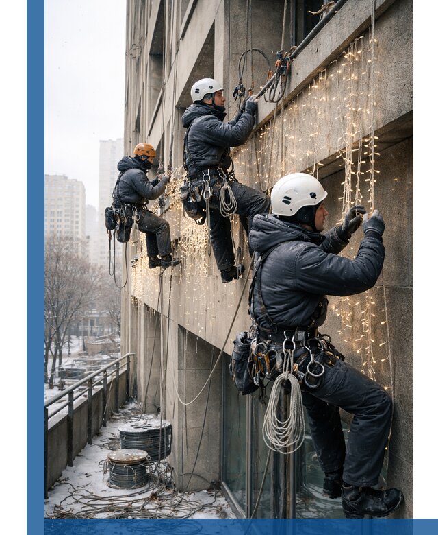 Монтаж новогодней иллюминации и украшение фасадов в Тейково