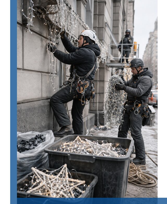 Демонтаж новогоднего оформления и гирлянд в Тейково