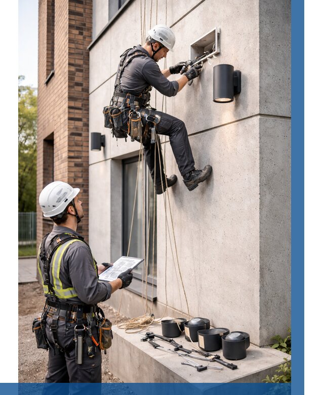 Монтаж фасадного освещения в Тейково от 2718 р. | ВЫСОТНИК-Ткв