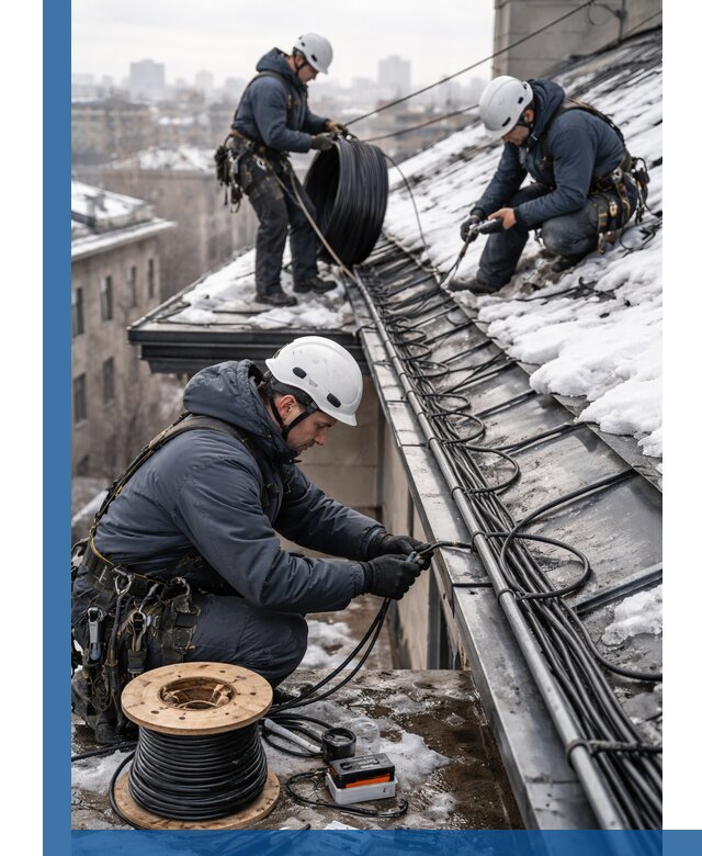 Монтаж греющего кабеля на кровле в Тейково под ключ