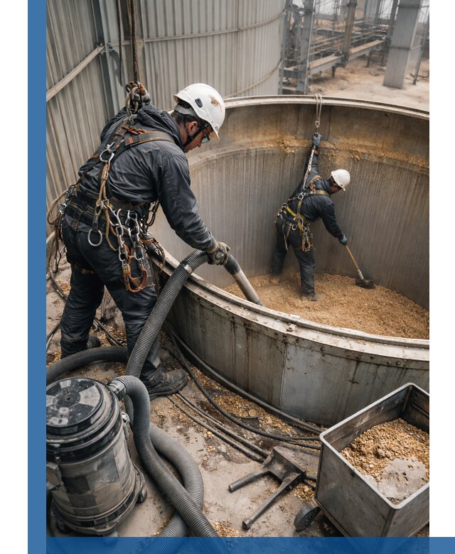 Профессиональная чистка зерновых бункеров в Тейково с выездом